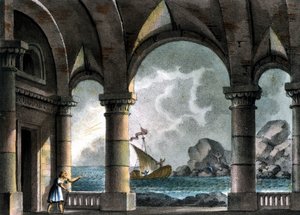 ベリーニのオペラ「海賊」のためのサンキリコの風景画 作： Alessandro Sanquirico