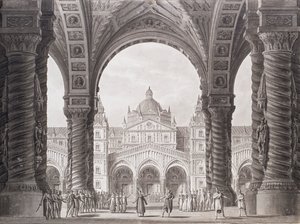 ピーター・ウィンターによるヴァルドミリによるオペラ・セリアの舞台デザイン。 スカラ座、1818年。 作： Alessandro Sanquirico