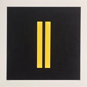 黒地に黄色の柱、2021年（カードにエナメル加工） 作： Alex Dunn