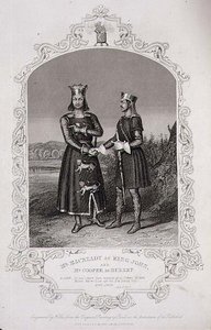 ジョン王のマクレディとヒューバートのクーパー、「ジョン王」第3幕第3場、ジョージ・ホリス（1792-1842）の彫刻、John Tallis & Co.(リトグラフ) 作： Alexander (after) Reid
