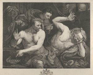ファラオの主任執事兼パン屋の夢を解釈するジョセフ, 1766. 作： Alexander Bannerman