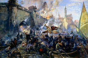 「1558 年 5 月 11 日にナルヴァを占領するロシア軍」、1956 年 作： Alexander Blinkov