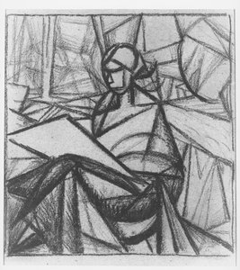 女性、1914-15年（木炭） 作： Alexander Bogomazov