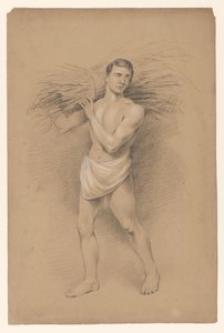 棒の束を肩に乗せて立っている男性 作： Alexander Cranendoncq