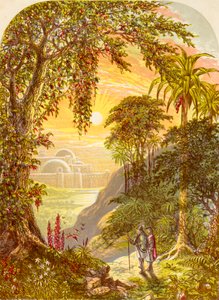 ジョン・バニヤンの巡礼者の進歩による、ベーラの地でのキリスト教徒と希望者、1880年頃出版