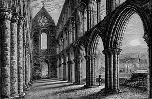 ネーヴ・ルッキング・ウェスト、ジェドバラ修道院、c1880、1897 作： Alexander Francis Lydon