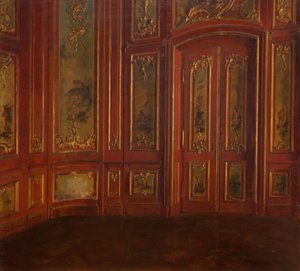 ロココ調の羽目板のある部屋のインテリア、1896 年。 作： Alexander Friedrich Werner