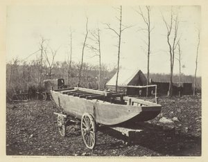 1864 年 2 月、バージニア州ブランデー駅のポンツーン ボート。 作： Alexander Gardner