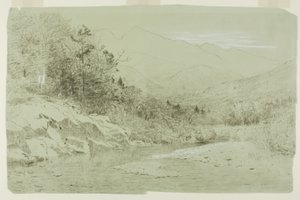 遠くに山がある川の流れ 作： Alexander Helwig Wyant