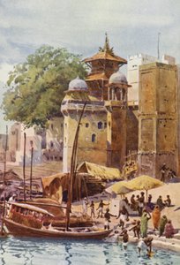 The Bathing Ghats, Benares (カラーリトグラフ) 作： Alexander Henry Hallam Murray