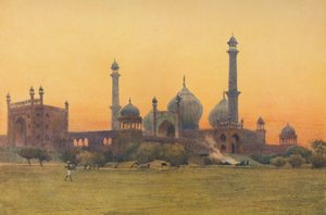 Jumma Musjid、デリー-日没時、1880年1905年。 作： Alexander Henry Hallam Murray