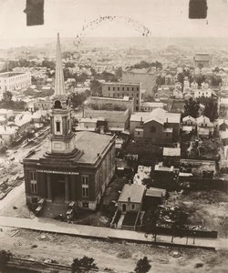1858年にシカゴの裁判所のキューポラから南を見る