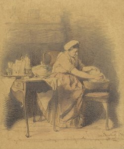 皿洗いをしている女性 作： Alexander Hugo Bakker Korff