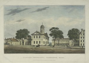 ハーバード大学、マサチューセッツ州ケンブリッジ、1828年 作： Alexander Jackson Davis