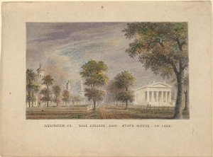 ニューヘブンCT。 1830年のエール大学と州議事堂 作： Alexander Jackson Davis