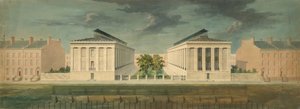 クロス ブロック テラス開発の観点からの未実行の設計、ca. 1831年。 作： Alexander Jackson Davis