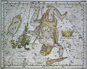 ヘラクレス、「A Celestial Atlas」、パブ。 1822年 作： Alexander Jamieson