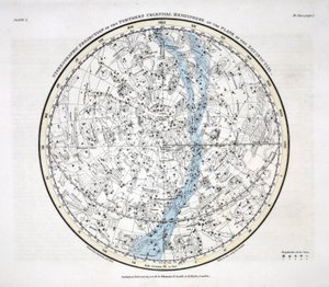 パブ、アレクサンダージェイミソンによる「天体地図」からの北半球。ロンドン1822（手描きの彫刻）