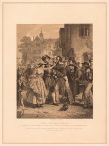 「プレスギャング：結婚の朝にタワーヒルでウォーターマンを捕まえる」、1878 作： Alexander Johnston