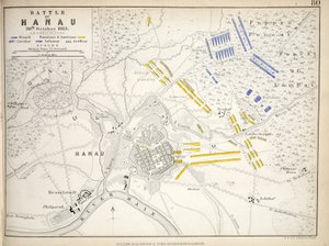 ウィリアムブラックウッドアンドサンズ発行のハナウの戦いの地図、エディンバラとロンドン、1848年（手描きの彫刻）