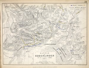 ウィリアムブラックウッドアンドサンズ発行のホーエンリンデンの戦いの地図、エディンバラとロンドン、1848年（手描きの彫刻）