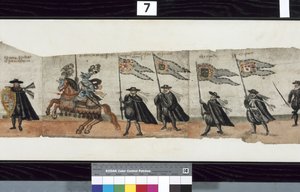 ハントリー侯爵ジョージ1世の葬儀に使用されたとされる「The Huntly Funeral Procession」のディテール 作： Alexander Kincaid