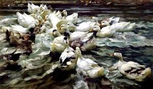 鴨の集い（油彩・キャンバス 作： Alexander Koester