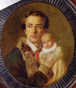 1840年の息子とのアレキサンダーヘルツェンの肖像
