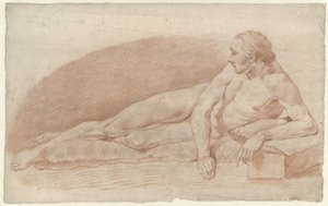 リクライニング男性ヌード、右向き 作： Alexander Liernur