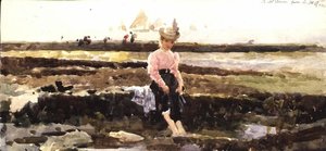 パドリングする少女（水彩） 作： Alexander M. Rossi