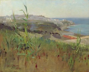 砂丘からのタンジール、1892 作： Alexander Mann