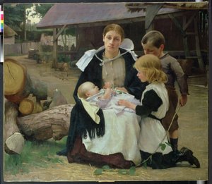 新しい赤ちゃん、1886-88年頃 作： Alexander Mann