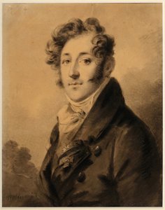 Konstantin Yakovlevich Bulgakov (1782-1835) の肖像 - Alexander (Alexandre) Molinari (1772-1831) の作品、Sanguine と紙にチョーク、1800 年頃、28x22.3 cm - (Konstantin Yakovlevich Bulgakov の肖像、Sanguine、黒いチョークとホワイトカラーオン 作： Alexander Molinari