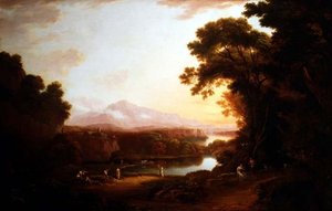 イタリア風風景画「農民の踊り」（油彩・キャンバス 作： Alexander Nasmyth