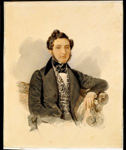 ニコライ・ミハイロヴィチ・ドナウロフの肖像 (1806-1849) - 紙に水彩、アレクサンドル・ブリウロフ (ブリウロフ) (1798-1877) 作： Alexander Pavlovich Briullov