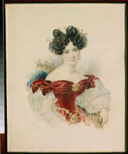 ナタリア・ヴィクトロヴナ・コッチョベイ王女の肖像 (1800-1854) - 紙に水彩、アレクサンダー・ブリウロフ (アレクサンダー・ブリウロフ) (1798-1877) 作： Alexander Pavlovich Briullov