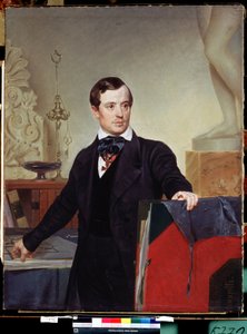 「画家で建築家のアレクサンダー・ブリウロフ (アレクサンダー・ブリウロフ) (1798-1877) の肖像」 カール・ブリウロフ (ブリウロフ) (1799-1852) による絵画 国立ロシア美術館 サンクトペテルブルク 作： Alexander Pavlovich Briullov