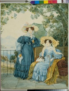 Portraits de la comtesse Ekaterina Artemievna Vorontsov (1780-1836) et de la Princesse Elena Mikhailovna Golitsyne (1776-1855) - エカテリーナ ヴォロンツォワ王女とエレナ ガリツィンの肖像