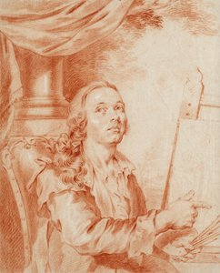 Self-Portrait - Alexander (Alexandre) Roslin (1718-1793) の作品、紙に楽観的 作： Alexander Roslin