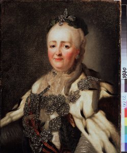 「「キャサリン 2 世 (カテリーナ 2 世) (1729-1796)、ロシアの女帝の肖像」」アレクサンドル ロスリン (1718-1795) による絵画。 State Regional I. Pozhalostin Art Museum、リャサン。 作： Alexander Roslin
