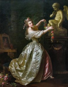 愛の像を飾る若い女性 作： Alexander Roslin