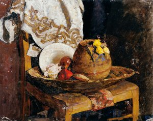 水差しと果物のある静物 作： Alexander Rothaug