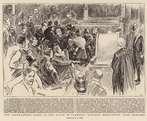 下院での不名誉なシーン、難治性のアイルランド人メンバーを追放 作： Alexander Stuart Boyd