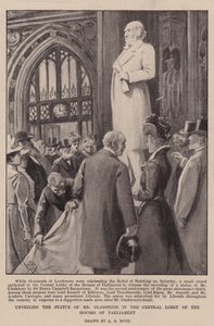 国会議事堂の中央ロビーでグラッドストーン氏の像を発表 作： Alexander Stuart Boyd