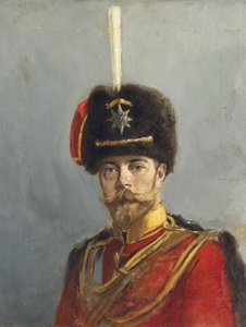 皇帝ニコライ2世（1868-1918）の肖像』マコフスキー、アレクサンドル・ウラジミロヴィチ（1869-1924）作。油彩・キャンバス、1907年頃、サイズ：62,9x47,5。個人蔵 作： Alexander Vladimirovich Makovsky