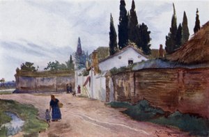 セビーリャ、城壁の外（カラーリトグラフ 作： Alexander Wallace Rimington