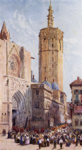 バレンシアの「The Mignelete」（カラーリトグラフ 作： Alexander Wallace Rimington