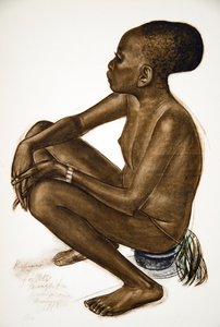 コティアーネ、アフリカのデッサンと絵画からのマングベトウ（ニャンガラ）（オーウエル）の女の子は、シトロエンセンターアフリカ遠征の2番目の使命、ハートアウドウィンデュブイユ（パブ）で処刑されました。パリ、