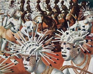 ラガンザ（バンビリ）は、アフリカのデッサンと絵画から、シトロエンセンターアフリカ遠征中に実行された、2番目のハートオードウィンデュブレイユミッション、パブ。パリ、1927 作： Alexander Yakovlev