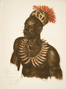 Louaho、アフリカのデッサンおよび絵画からのシェフWagenia（スタンレービル）は、シトロエンセンターアフリカ遠征、2番目の使命Haardt Audouin-Dubreuil、パブで実行されました。パリ、1927年（カラー点灯 作： Alexander Yakovlev